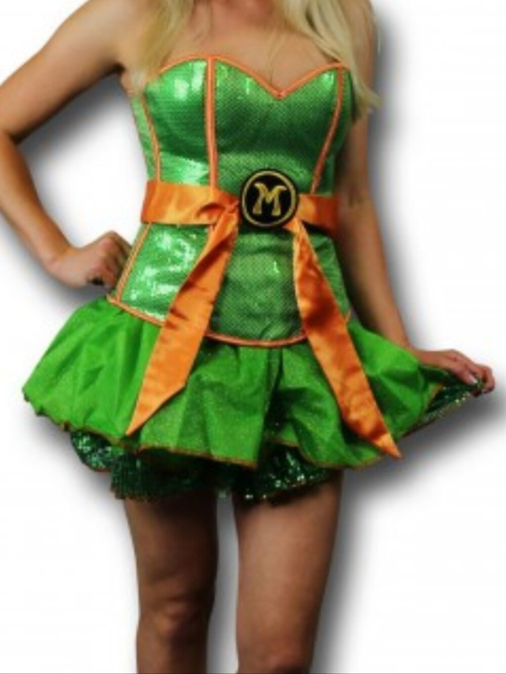 Green and Orange Superhero Tutu Dress with Satin Sash